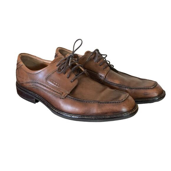Ecco Shoes Mens Size 11 Leather Square Toe Oxfords - Picture 1 of 14